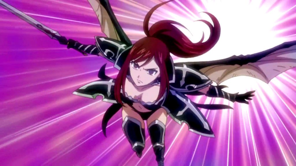 erza changes to black wing armor
