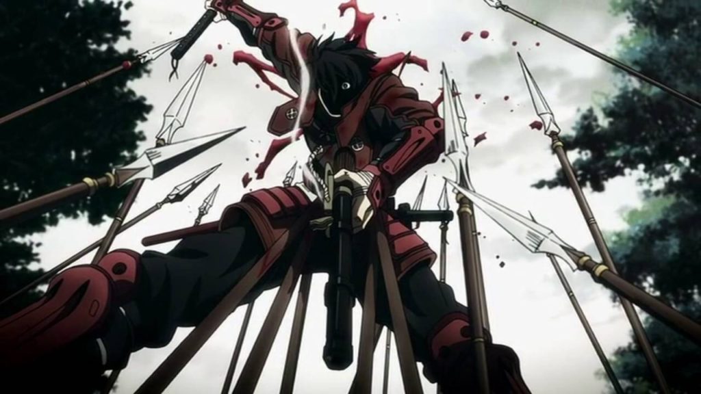 Toyohisa Shimazu from Drifters getting impaled on spears