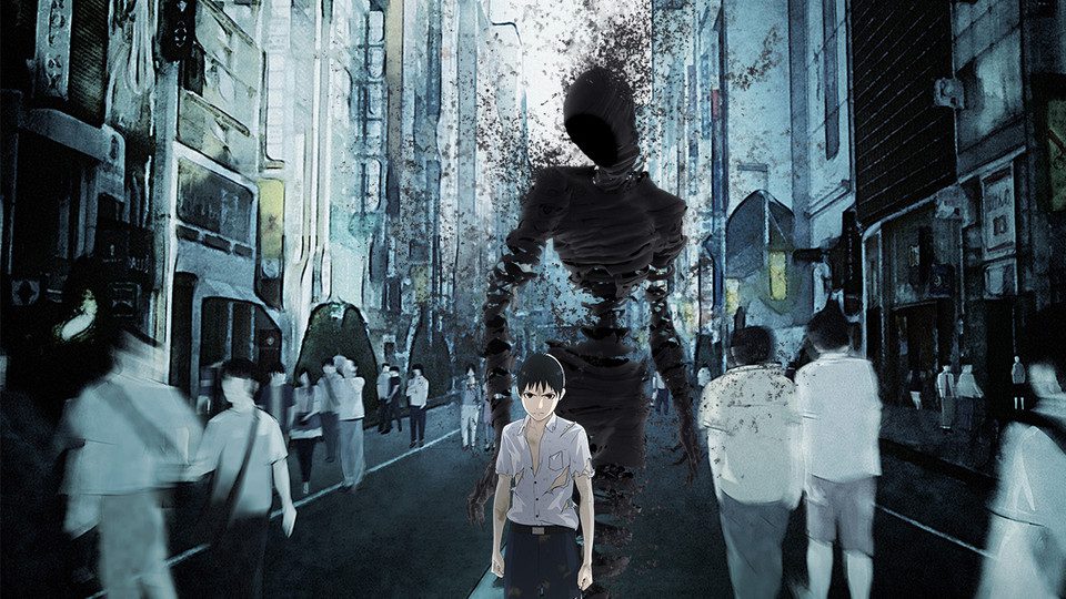 Kei walking down the street with an ajin behind him in the Ajin anime