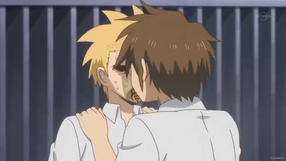 Hidenori and Yoshitake kiss
