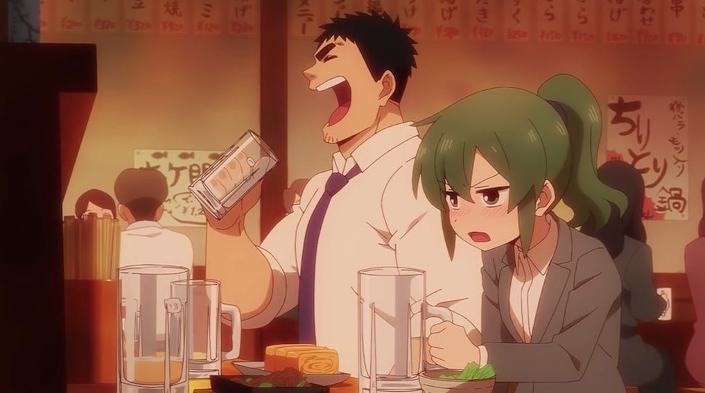harumi and futaba drinking in the my senpai is annoying anime