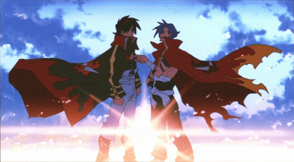 anime where they switch main characters gurren lagann