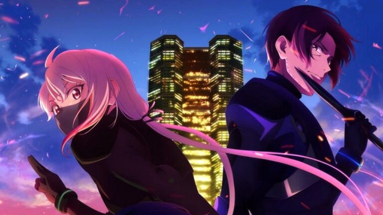 Kousetsu and Tokisada in ninja uniforms from the Ittoki no Shinobi anime